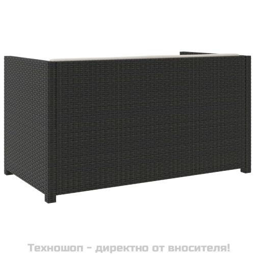 Градински комплект с възглавници, 5 части, черен полиратан