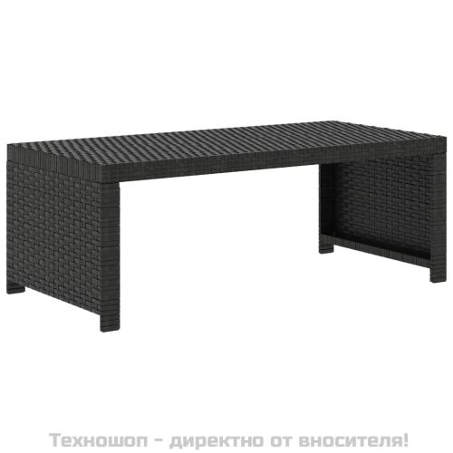 Градински комплект с възглавници, 5 части, черен полиратан