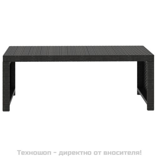Градински комплект с възглавници, 5 части, черен полиратан