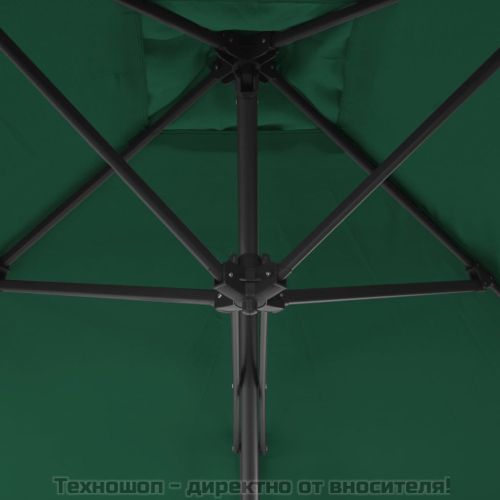 Градински чадър със стоманен прът, 300 см, зелен