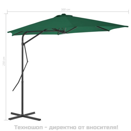 Градински чадър със стоманен прът, 300 см, зелен