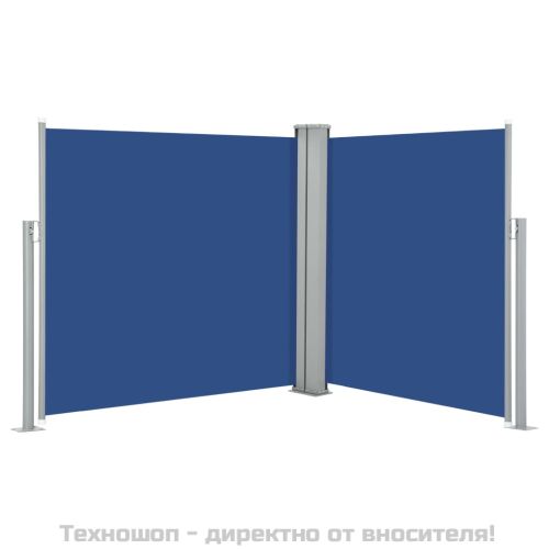 Прибираща се странична тента, синя, 100x600 см