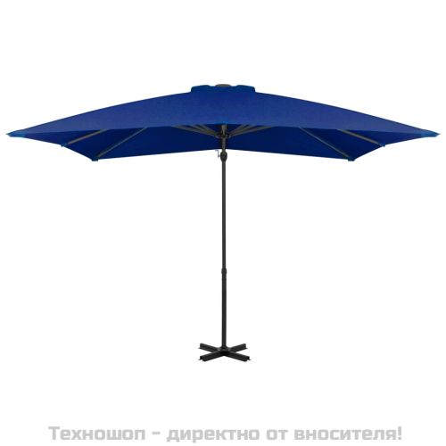 Конзолен градински чадър с алуминиев прът лазурносин 250x250 см