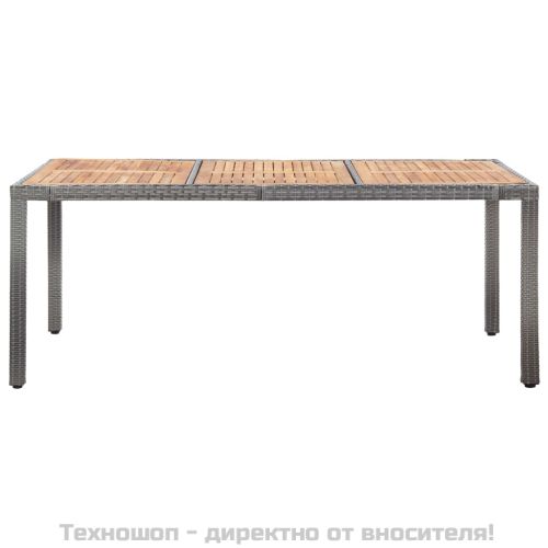 Градински комплект с възглавници, 9 части, полиратан, сив