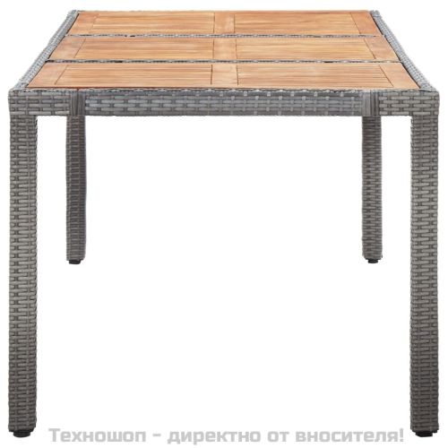 Градински комплект с възглавници, 9 части, полиратан, сив