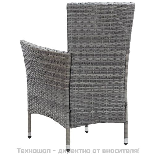 Градински комплект с възглавници, 9 части, полиратан, сив