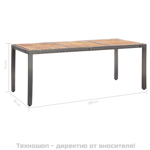 Градински комплект с възглавници, 9 части, полиратан, сив