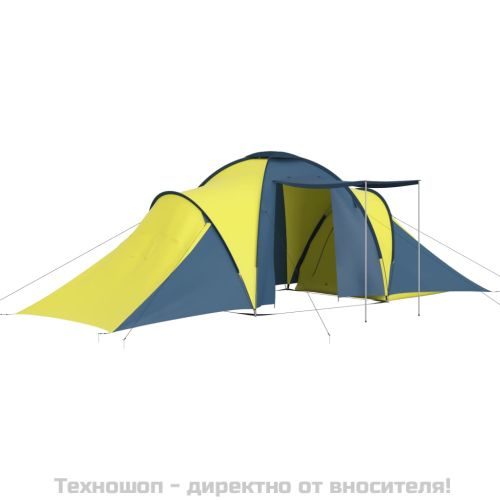 Къмпинг палатка за 6 души синьо и жълто