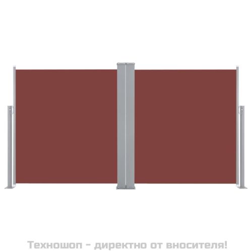 Прибираща се странична тента, кафява, 100x600 см