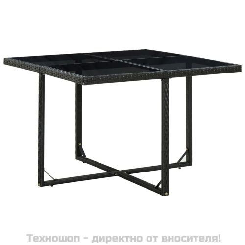 Градински комплект с възглавници, 5 части, полиратан, черен