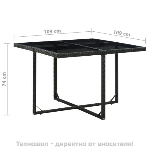 Градински комплект с възглавници, 5 части, полиратан, черен