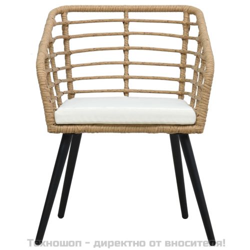 Градински столове с възглавници, 2 бр, полиратан, дъб