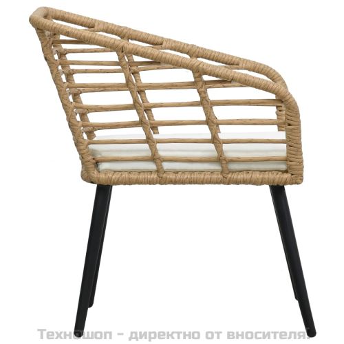 Градински столове с възглавници, 2 бр, полиратан, дъб