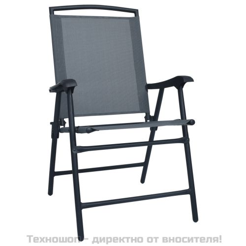Сгъваеми градински столове, 2 бр, textilene, сиви