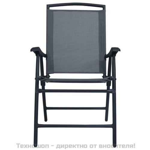 Сгъваеми градински столове, 2 бр, textilene, сиви