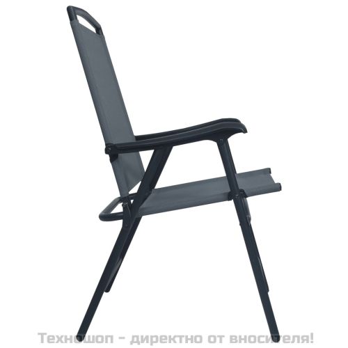 Сгъваеми градински столове, 2 бр, textilene, сиви