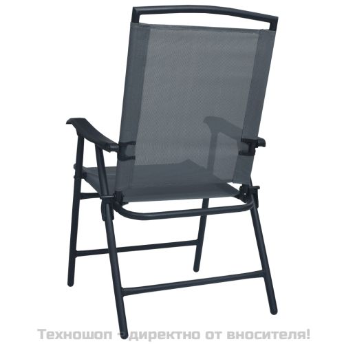 Сгъваеми градински столове, 2 бр, textilene, сиви