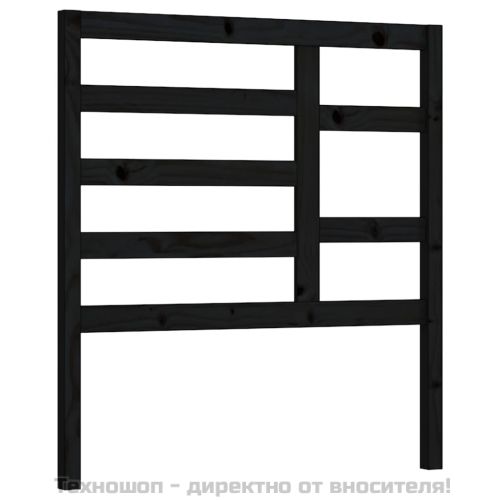 Горна табла за легло, черна, 106x4x104 см, бор масив