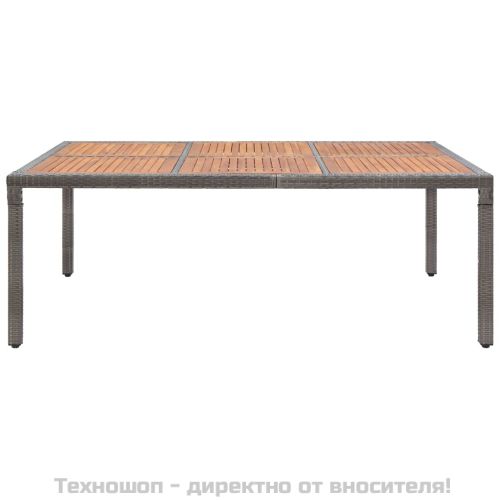 Градинска маса сива 200x150x74 см полиратан и акациево дърво
