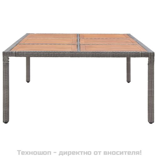 Градинска маса сива 200x150x74 см полиратан и акациево дърво