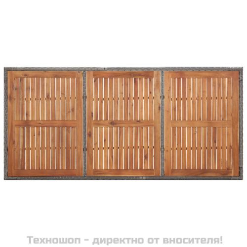 Градинска маса сива 200x150x74 см полиратан и акациево дърво