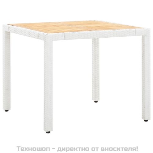 Градински трапезен комплект, 5 части, полиратан, бял