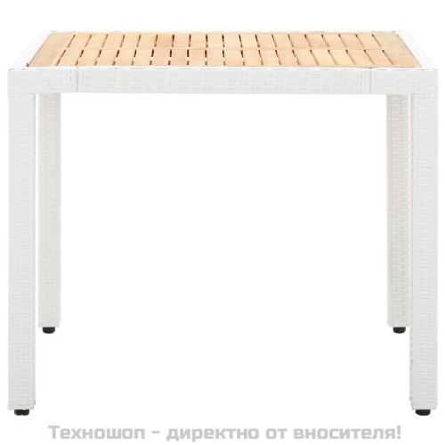 Градински трапезен комплект, 5 части, полиратан, бял