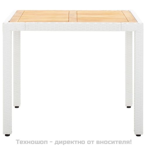 Градински трапезен комплект, 5 части, полиратан, бял