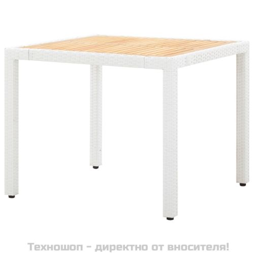 Градински трапезен комплект, 5 части, полиратан, бял