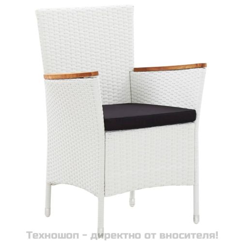 Градински трапезен комплект, 5 части, полиратан, бял