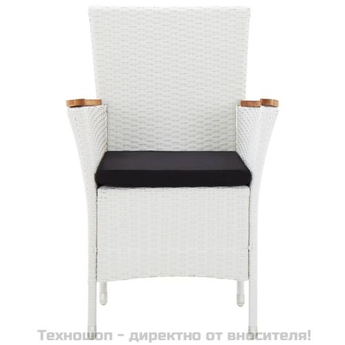 Градински трапезен комплект, 5 части, полиратан, бял