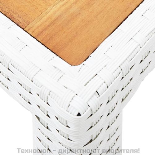 Градински трапезен комплект, 5 части, полиратан, бял