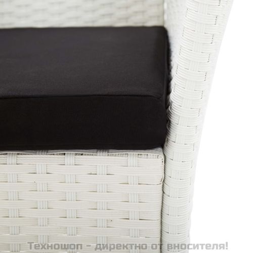 Градински трапезен комплект, 5 части, полиратан, бял