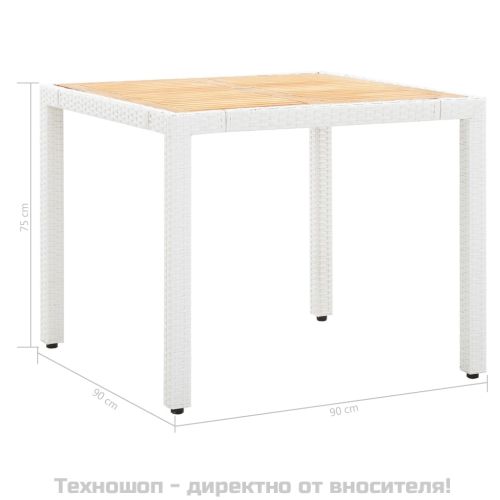 Градински трапезен комплект, 5 части, полиратан, бял