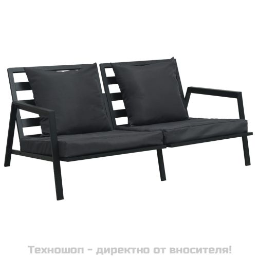 Градински комплект с възглавници, 5 части, алуминий, тъмносив
