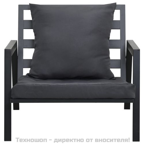 Градински комплект с възглавници, 5 части, алуминий, тъмносив