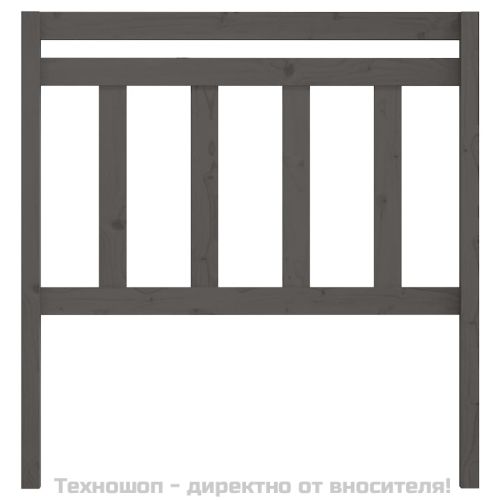 Горна табла за легло, сива, 81x4x100 см, бор масив