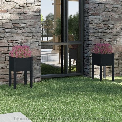 Градински сандъци, 2 бр, черни, 40x40x70 см, бор масив