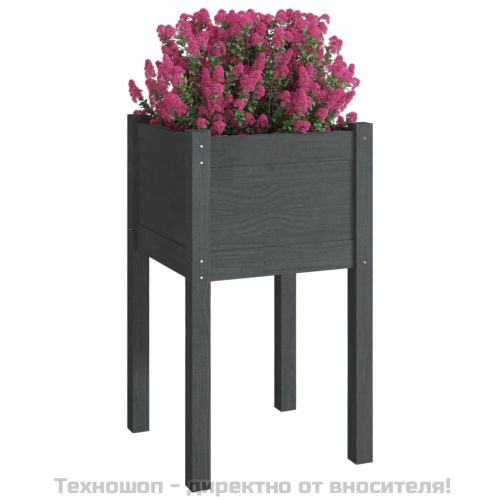 Градински сандък, сив, 40x40x70 см, бор масив