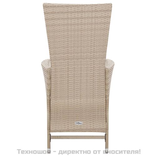 Градински комплект с възглавници, 7 части, бежов полиратан