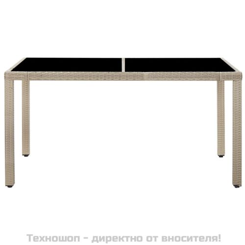 Градински комплект с възглавници, 7 части, бежов полиратан