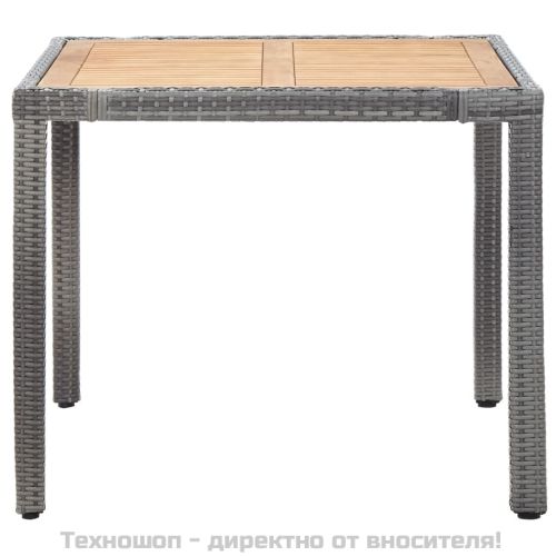 Градински комплект с възглавници, 5 части, полиратан, сив