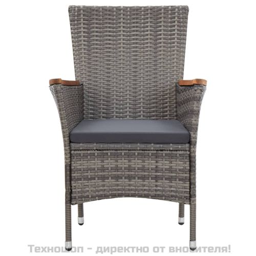 Градински комплект с възглавници, 5 части, полиратан, сив