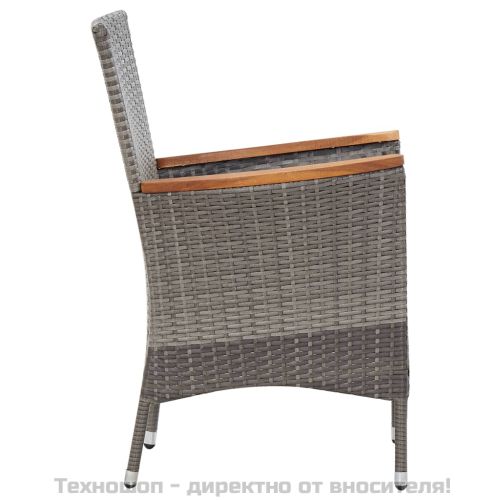 Градински комплект с възглавници, 5 части, полиратан, сив