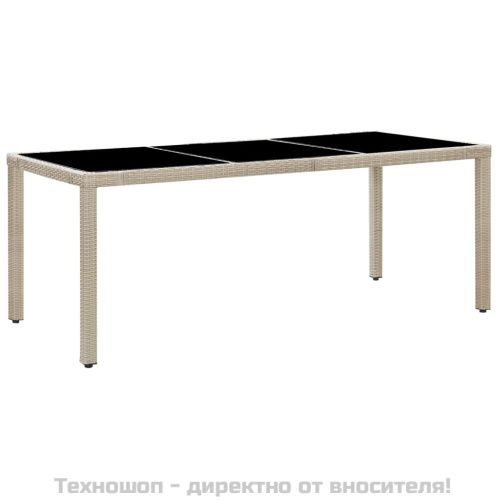 Градински комплект с възглавници, 9 части, бежов полиратан