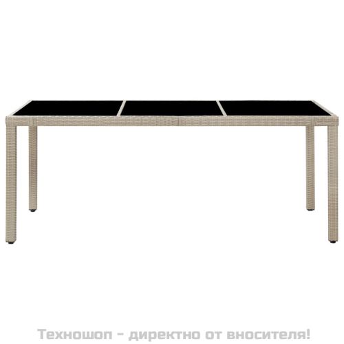 Градински комплект с възглавници, 9 части, бежов полиратан