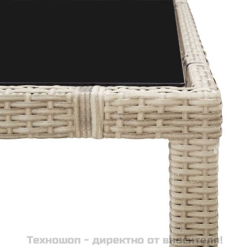 Градински комплект с възглавници, 9 части, бежов полиратан