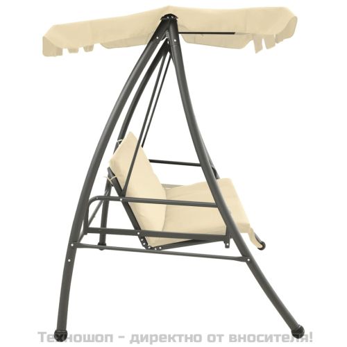 Градинска люлка със сенник, пясъчнобяла