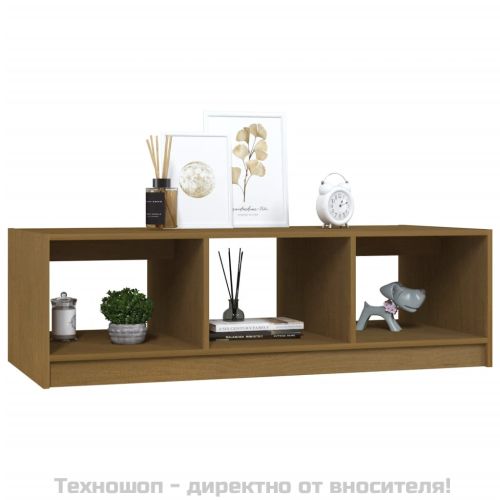 Маса за кафе, меденокафява, 110x50x34 см, борово дърво масив