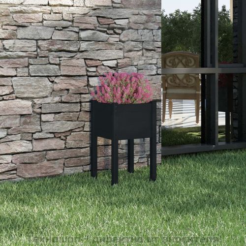 Градински сандък, черен, 40x40x70 см, бор масив